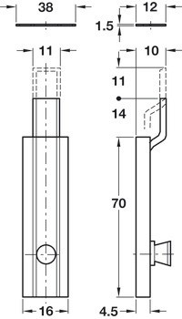 Nábytková zástrč zalomená, skryté šrouby