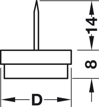 Nábytkový kluzák, filc, výška 8 mm
