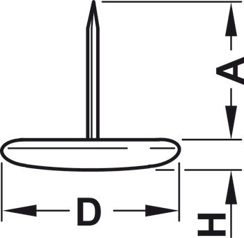 Nábytkový kluzák, ocel, výška 3,5 nebo 4,5 mm