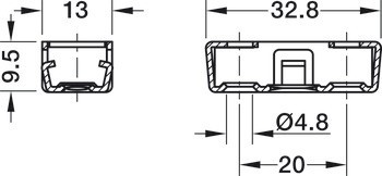 Nábytkový spoj, RV/U-T3 vnitřní prvek, ±1,5 mm