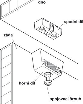 Nábytkový spoj, RV/U-T3 vnitřní prvek, se zajištěním