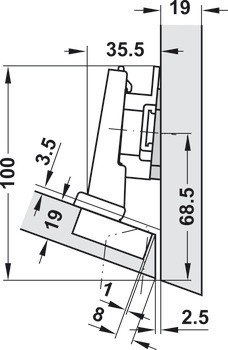 Nábytkový závěs -15°, Blum Clip Top Blumotion 110°