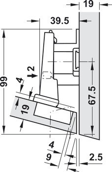Nábytkový závěs -15°, Blum Clip Top Blumotion 110°
