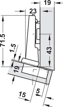 Nábytkový závěs -15°, Blum Clip Top Blumotion 110°