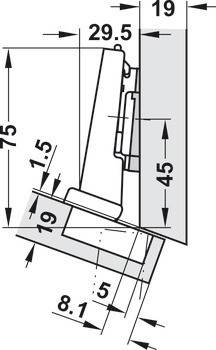 Nábytkový závěs -15°, Blum Clip Top Blumotion 110°