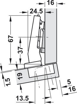 Nábytkový závěs 15°, Blum Clip Top Blumotion 95°