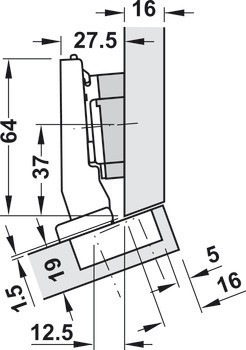 Nábytkový závěs 15°, Blum Clip Top Blumotion 95°