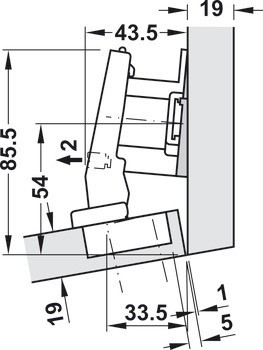 Nábytkový závěs 15°, Blum Clip Top Blumotion 95°