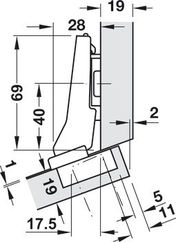 Nábytkový závěs 20°, Blum Clip Top Blumotion 95°