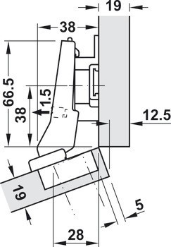 Nábytkový závěs 20°, Blum Clip Top Blumotion 95°