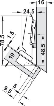 Nábytkový závěs -30°, Blum Clip Top Blumotion 110°