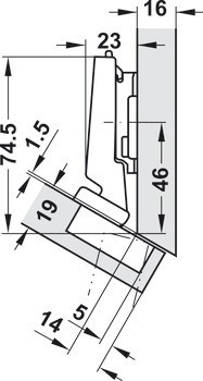 Nábytkový závěs -30°, Blum Clip Top Blumotion 110°