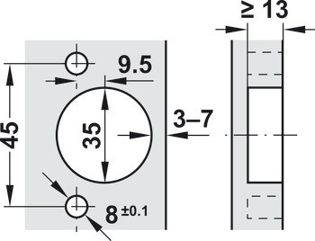 Nábytkový závěs 45°, Blum Clip Top Blumotion 110°, pro rohové skříňky se zarovnanou přední stranou