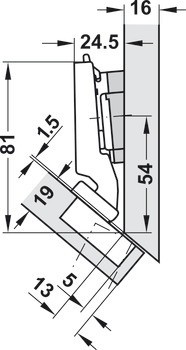 Nábytkový závěs -45°, Blum Clip Top Blumotion 110°