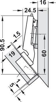 Nábytkový závěs -45°, Blum Clip Top Blumotion 110°