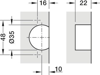 Nábytkový závěs, 94°, pro dřevěné dveře, pro skrytou montáž
