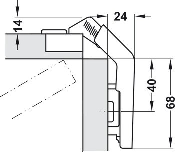 Nábytkový závěs, Blum Clip Top 60°, pro skládací dveře rohové skříňky