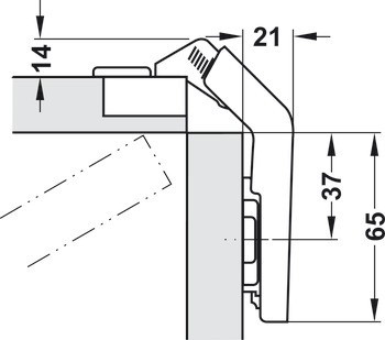 Nábytkový závěs, Blum Clip Top 60°, pro skládací dveře rohové skříňky