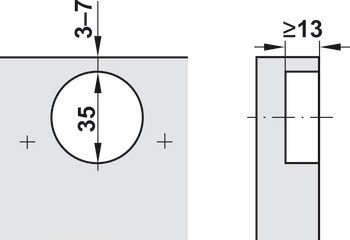 Nábytkový závěs, Blum Clip Top Blumotion 110°, plně naložená montáž, naložení dveří až 20 mm