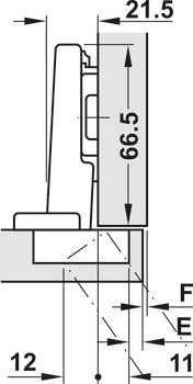 Nábytkový závěs, Blum Clip Top Blumotion 110°, plně naložená montáž