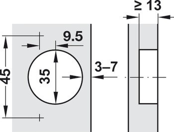 Nábytkový závěs, Blum Clip Top Blumotion 95°, pro široké slepé rohy od vnitřní šířky 70 mm