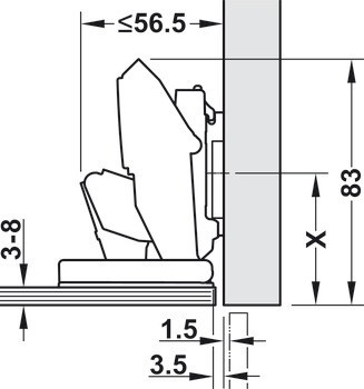 Nábytkový závěs, Blum Clip Top Cristallo 110°