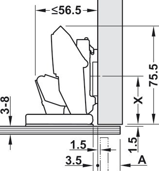 Nábytkový závěs, Blum Clip Top Cristallo 110°