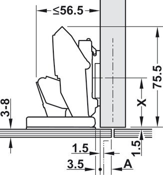 Nábytkový závěs, Blum Clip Top Cristallo 110°