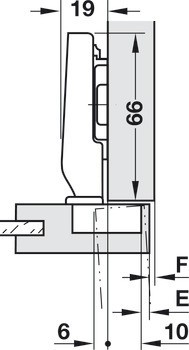 Nábytkový závěs, Blum Clip Top Mini 94°, plně naložená montáž