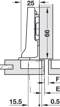 Nábytkový závěs, Blum Clip Top Mini 94°, polonaložená montáž/oboustranná montáž