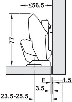 Nábytkový závěs, Blum Expando T, Clip Top Blumotion 110°