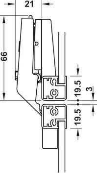 Nábytkový závěs, Clip Top 120°, závěs do hliníkového rámečku Aventos HF