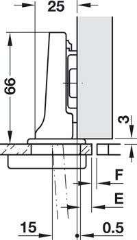 Nábytkový závěs, Clip Top 94°, polonaložená montáž/oboustranná montáž, pro skleněné dveře