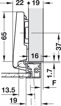 Nábytkový závěs, Clip Top 95°, plně naložená montáž, k přišroubování