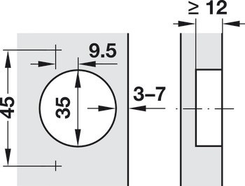 Nábytkový závěs, Clip Top 95°, polonaložená montáž/oboustranná montáž, včetně nebo bez automatické zavírací pružiny