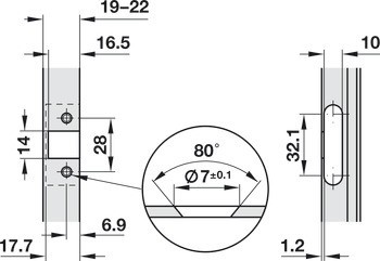 Nábytkový závěs, Clip Top 95°, vložená montáž, k přišroubování