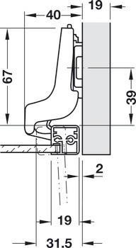 Nábytkový závěs, Clip Top 95°, vložená montáž, k přišroubování