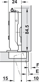 Nábytkový závěs, Grass Tiomos 110°, plně naložená montáž