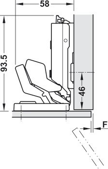 Nábytkový závěs, Grass, Tiomos Mirro 125°, pro zrcadlové nebo čiré skleněné dveře