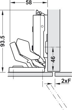 Nábytkový závěs, Grass, Tiomos Mirro 125°, pro zrcadlové nebo čiré skleněné dveře