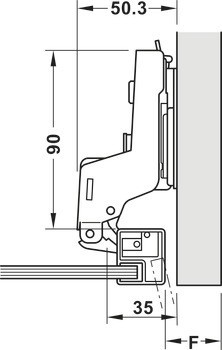 Nábytkový závěs, Häfele Metalla 310 A/SM 110°, vložená montáž