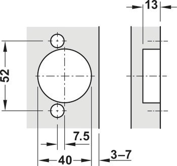 Nábytkový závěs, Häfele Metalla 310 A/SM 95°, polonaložená montáž/oboustranná montáž