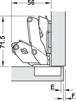 Nábytkový závěs, Häfele Metalla 310 SM 155°, plně naložená montáž