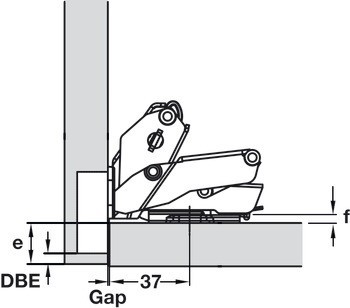 Nábytkový závěs, Häfele Metalla 310 SM 155°, plně naložená montáž
