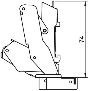Nábytkový závěs, Häfele Metalla 310 SM 155°, plně naložená montáž