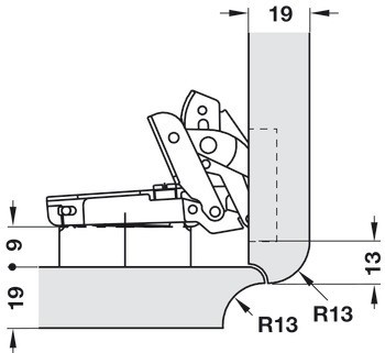 Nábytkový závěs, Häfele Metalla 510 A/SM 105°, polonaložená montáž/oboustranná montáž