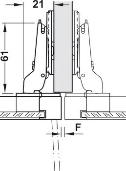 Nábytkový závěs, Häfele Metalla 510 A/SM 105°, polonaložená montáž/oboustranná montáž