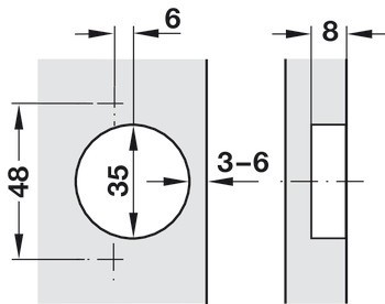 Nábytkový závěs, Häfele Metalla 510 A/SM 105°, pro tenké dřevěné dveře od 10 mm, plně naložená/polonaložená montáž