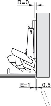 Nábytkový závěs, Häfele Metalla 510 A/SM 110°, plně naložená montáž, pro skleněné a zrcadlové dveře