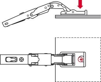 Nábytkový závěs, Häfele Metalla 510 A/SM 110°, plně naložená montáž, pro skleněné a zrcadlové dveře